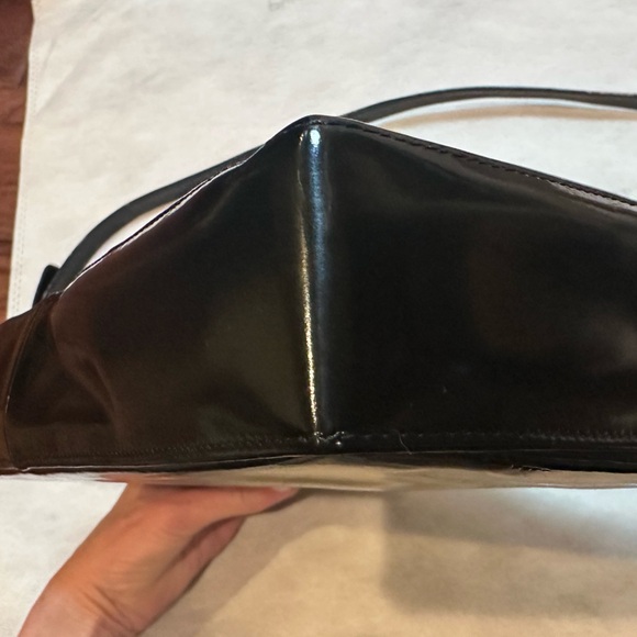 Bally Black Patent Leather Envelope 2-Way Shoulder & Clutch • Art Deco •Vintage - Picture 8 of 14